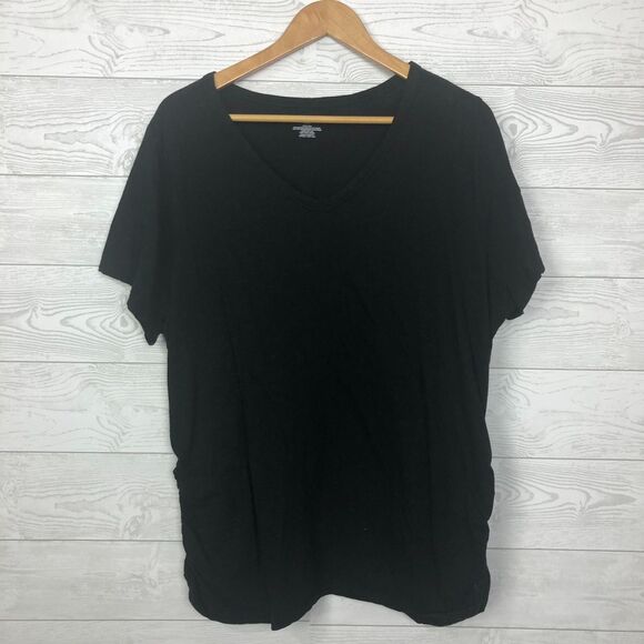 Lane Bryant Tops - Lane Bryant Women's 18/20 Short Sleeve V Neck Tee Ruched Sides 100% Cotton Shirt